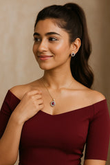 Ruby Halo Pendant Set